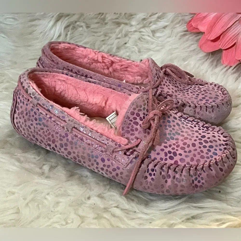 UGG Dakota Moccasin Slippers Pink Suede Shoes 3Y